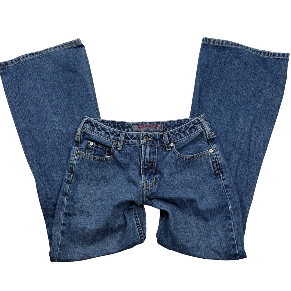 VTG Y2K Silver Jeans Co Flare Medium Wash Denim Low/Mid Rise Size 27/31 Bimbo‎